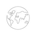 World map one line art. Continuous Earth line drawing symbol.